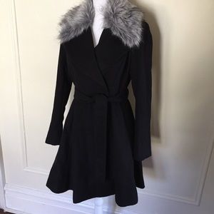 Missguided  FauxFurTrim Collar Belted  Pea Coat